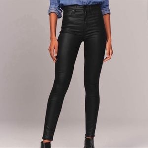 Abercrombie & Fitch Super Skinny Coated High Rise Jeans Black Size 28